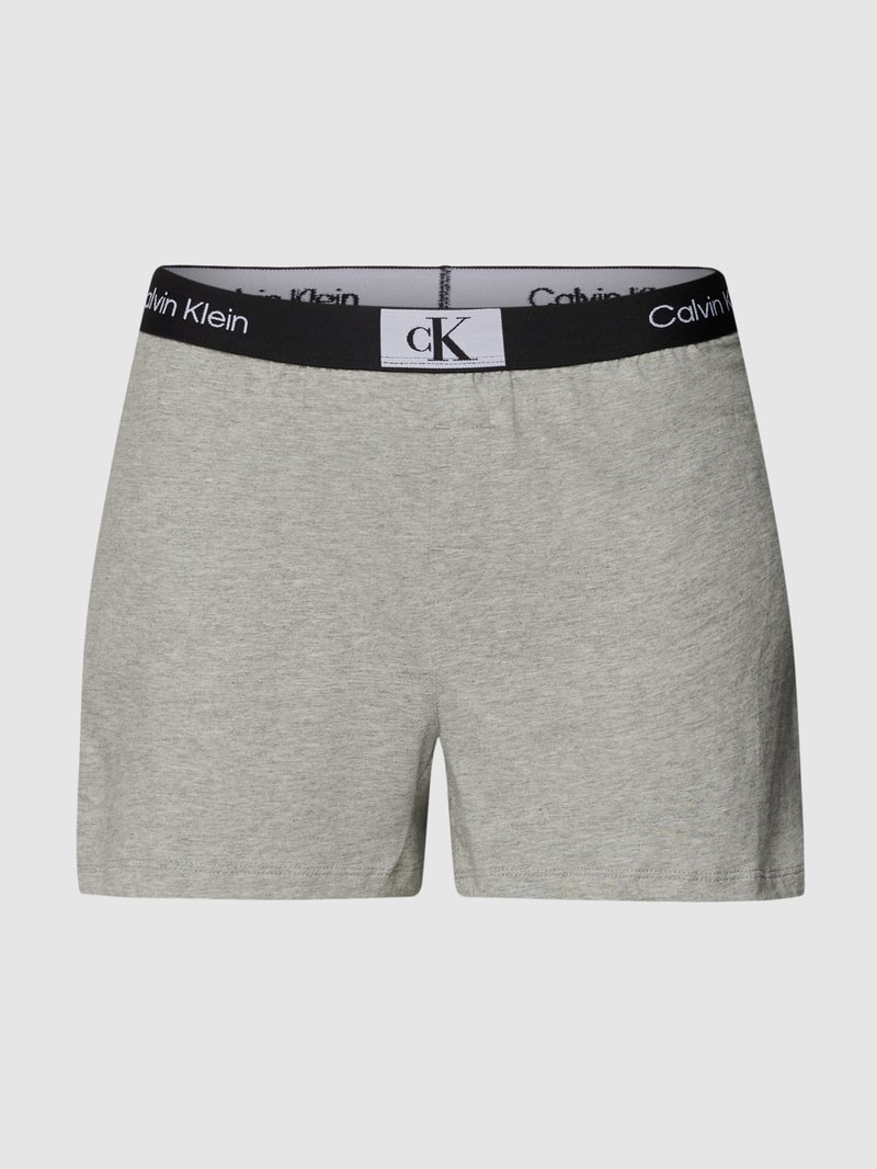 Shorts mit Label-Details in hellgrau meliert