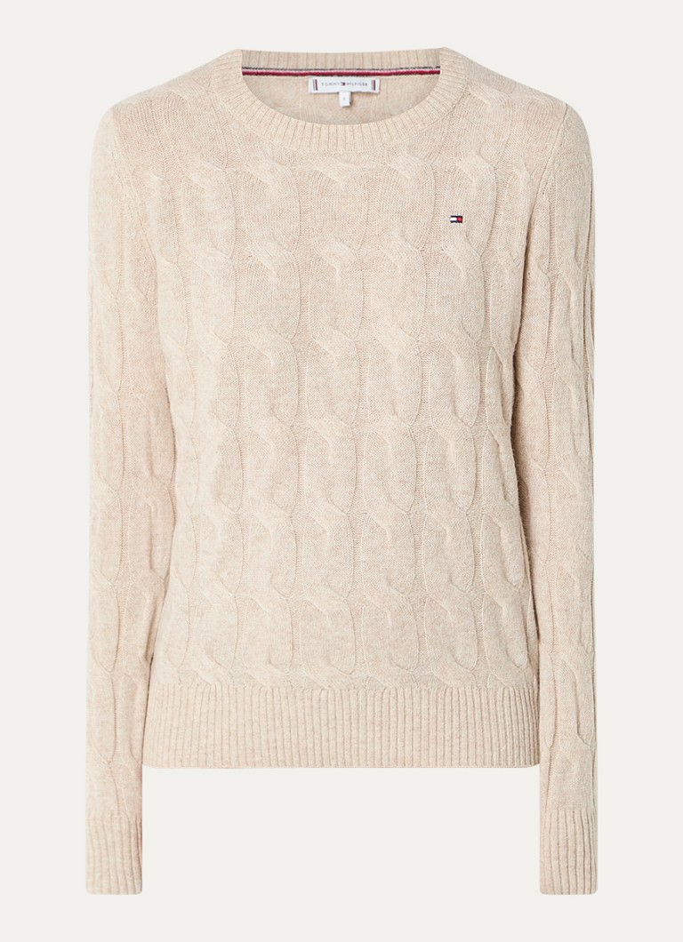 Tommy Hilfiger Kabelgebreide pulóver van wol logóval