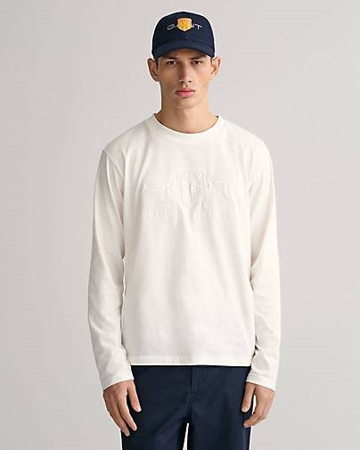 GANT Herren Langarmshirt TONAL SHIELD LONGSLEEVE aus Baumwolle