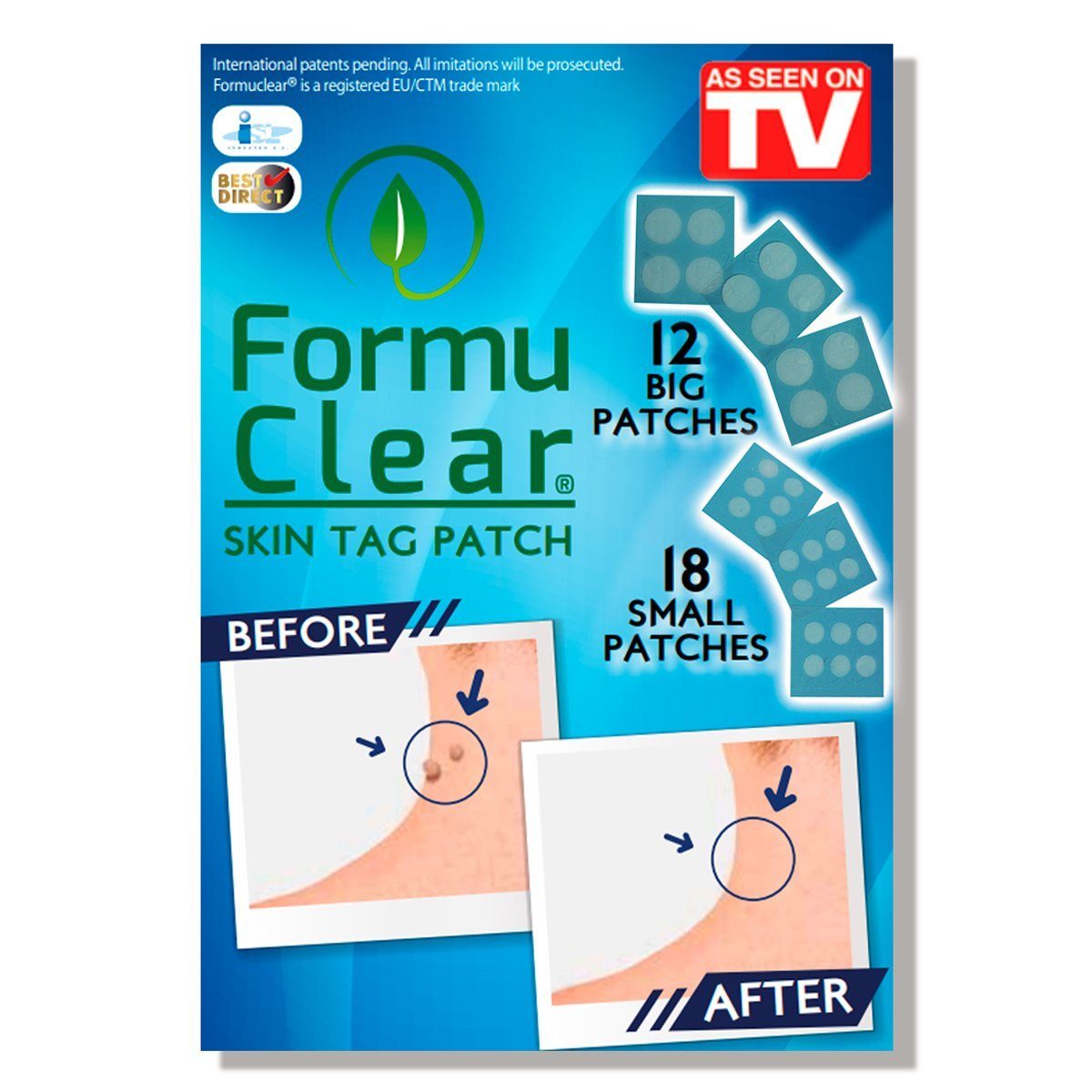 Best Direct® Wundpflaster Formu Clear® Tag Patch (30 St., 12 große und 18 kleine Pflaster), Warzenpflaster, Warzen-Entferner, schmerzfreie natürliche Behandlung