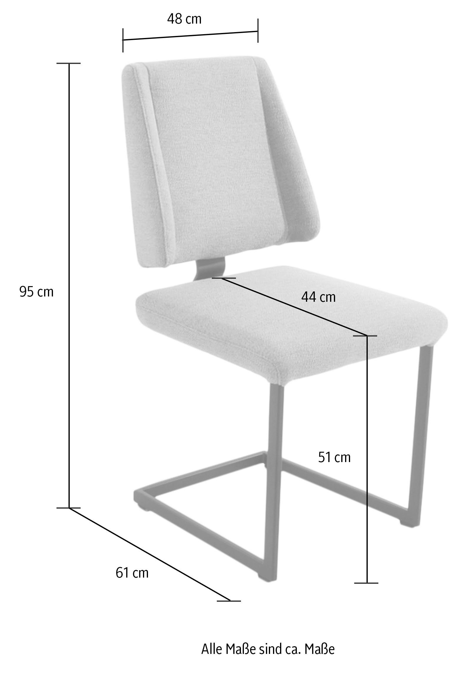 K+W Komfort & Wohnen Freischwinger Longbeach (1 St), mit Gestell und Abstandshalter in Metall schwarz Struktur, Sitzkomfort