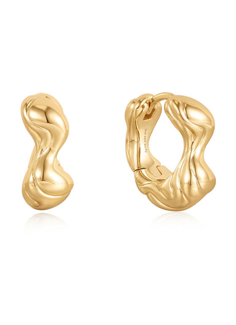Boucles d'oreilles créoles Twisted Wave Ania Haie, plaquées or S