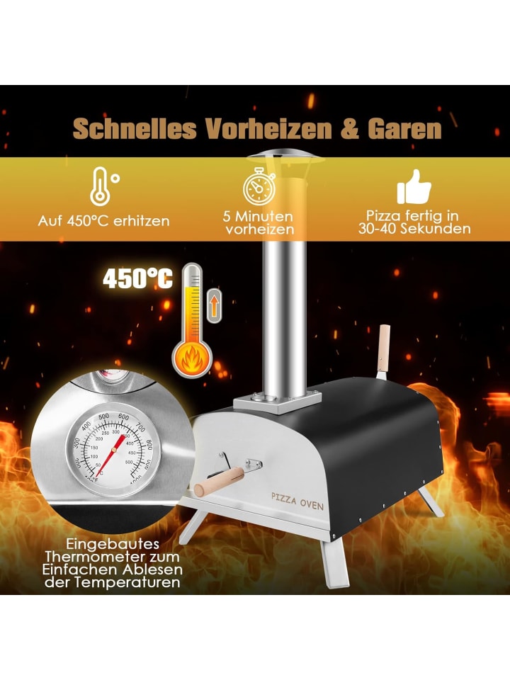 COSTWAY Pizzaofen Outdoor in Schwarz günstig kaufen onesize