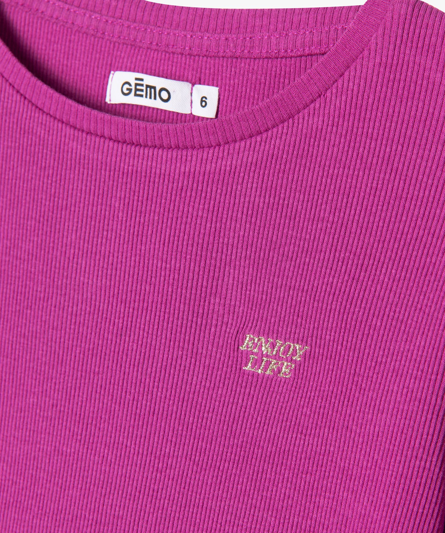 Tee-shirt à manches longues et maille ctelée fille violet | GEMO