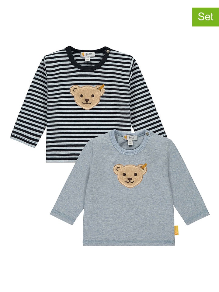 Steiff 2er-Set: Longsleeves in Blau/ Schwarz günstig kaufen