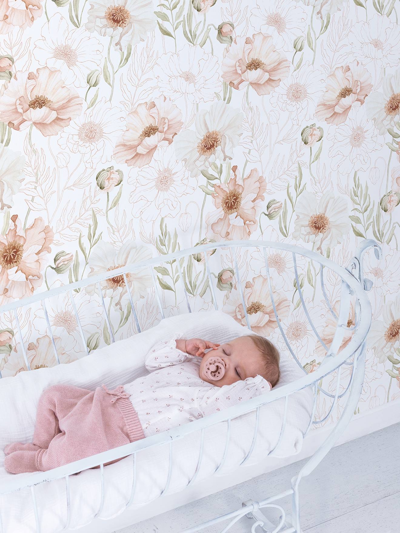 Papier peint Coquelicots Poppies LILIPINSO rose nude