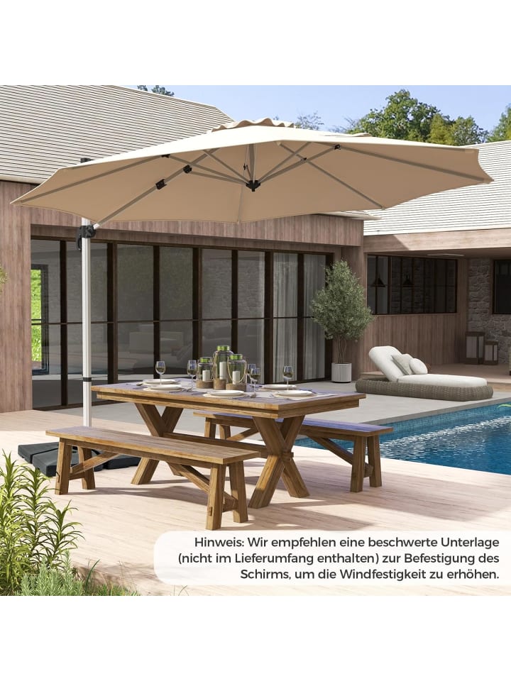COSTWAY Sonnenschirm Ø330cm in Beige günstig kaufen onesize