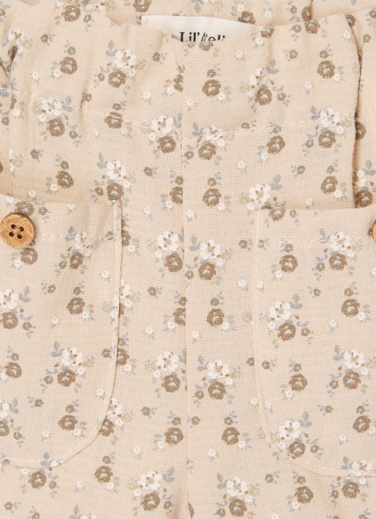 Pantaloni drepți pentru bebeluși Lil' Atelier NBFLacy din amestec de bumbac organic.