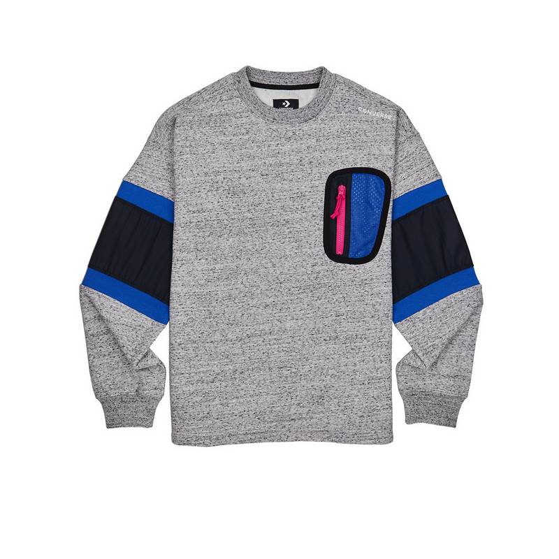 CONVERSE Mixed Media Crew Pullover Sweatshirt Herren