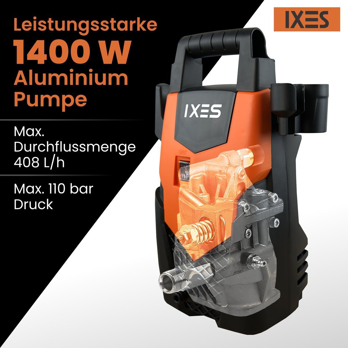 Scheppach Hochdruckreiniger IXES Hochdruckreiniger IX-PRC1400 1400W, 110 bar, inkl. Zubehör, Druck max: 110 bar, 1400 W, Fördermenge max: 408 l/h