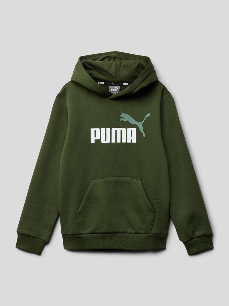 Hoodie mit Label-Print in khaki