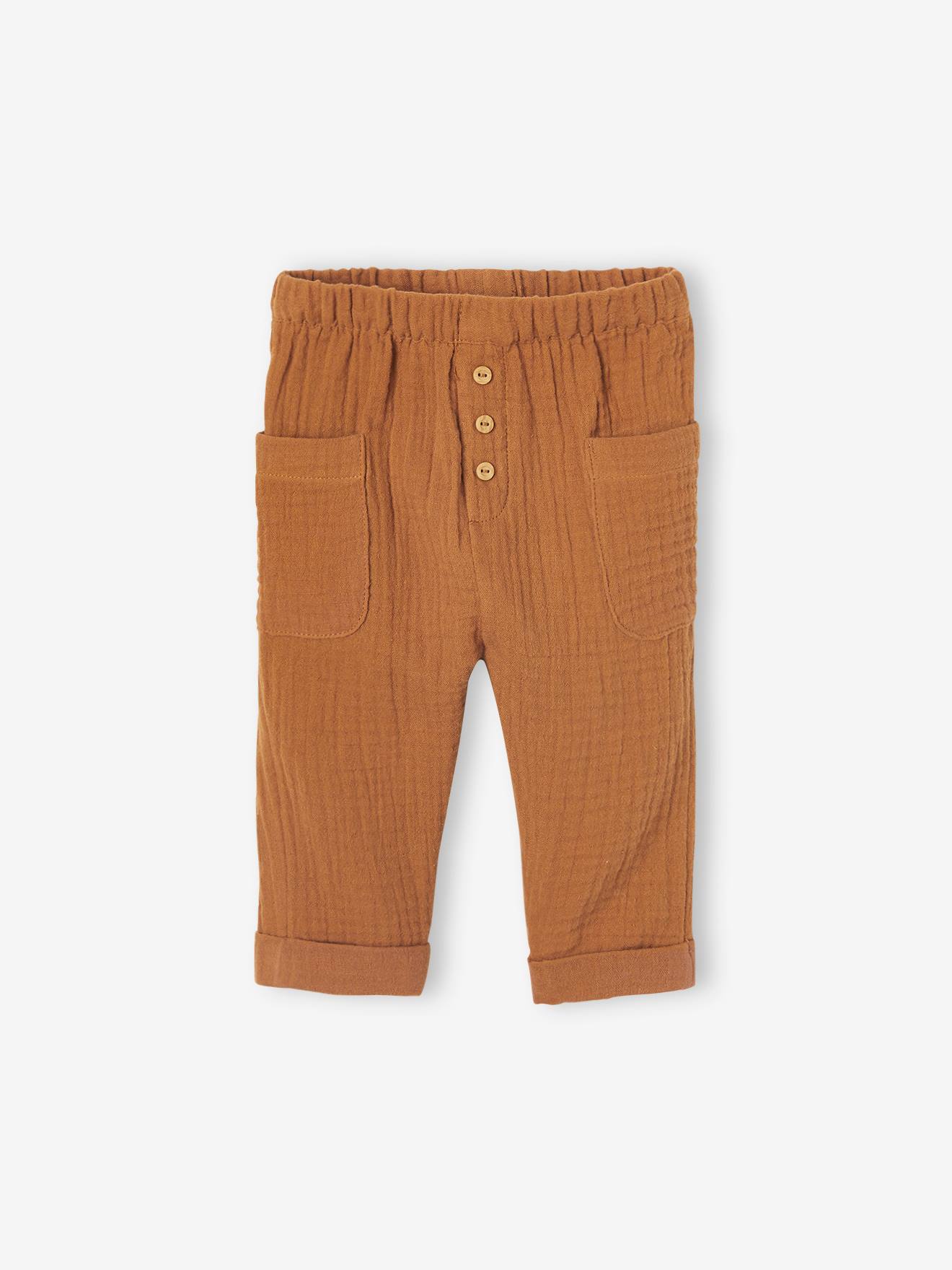 Pantalon bébé en gaze de coton anthracite