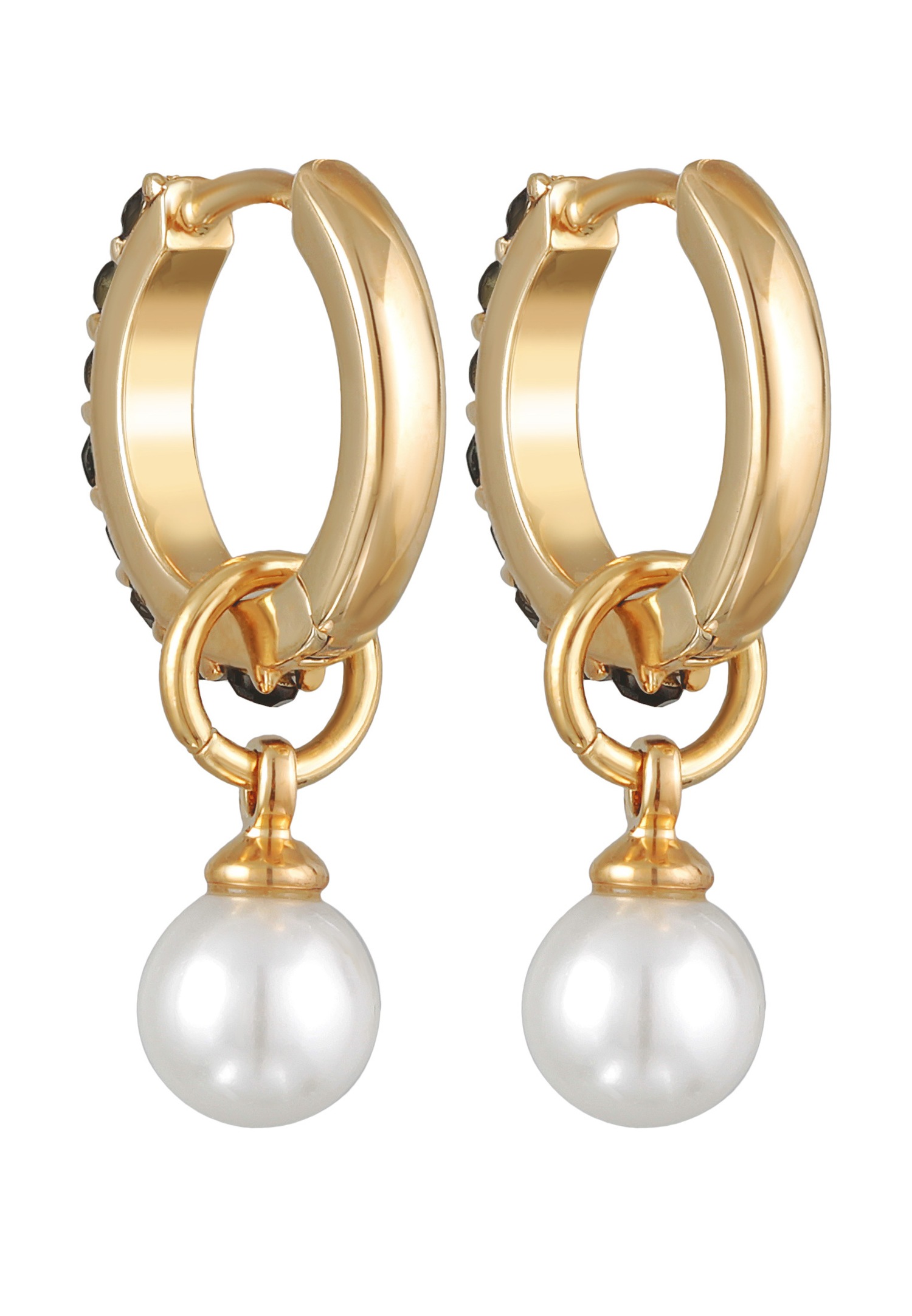 Boucles d'oreilles créoles Elli pour femme, pendentif en perles de verre couleur or et cristaux