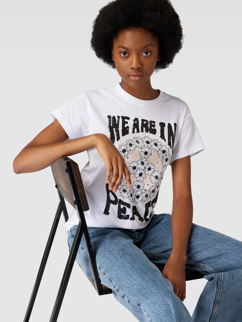 T-Shirt mit Motiv-Print in weiß