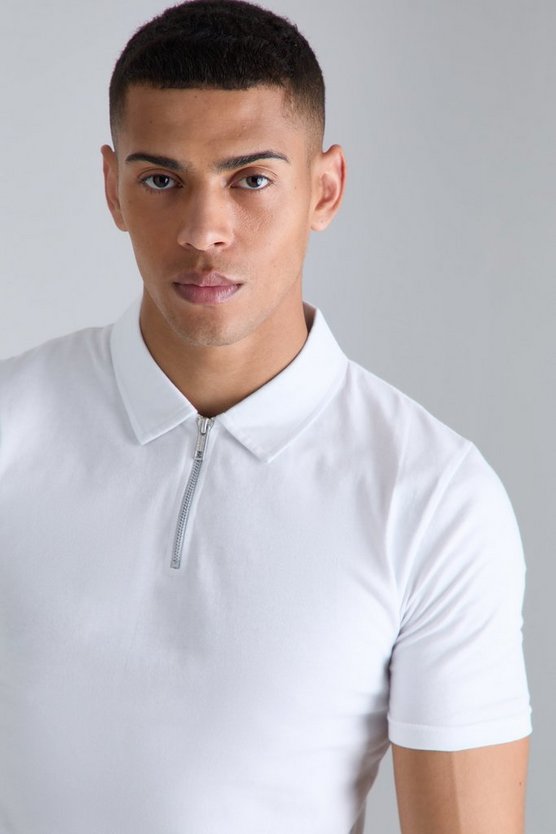 Muscle-Fit Poloshirt mit Reißverschluss