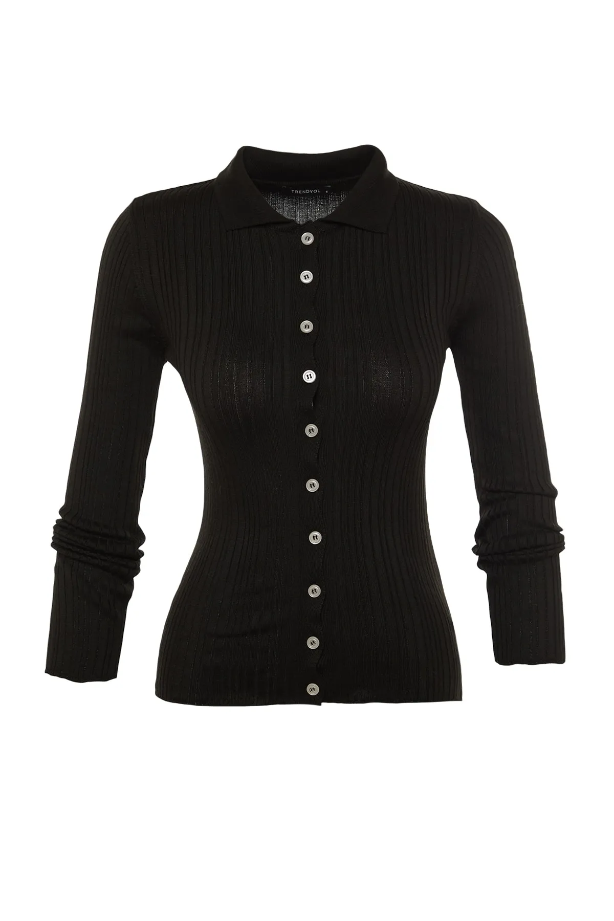 Trendyol Collection  Schwarzer Rollkragen-Strickcardigan TWOAW20HI0070