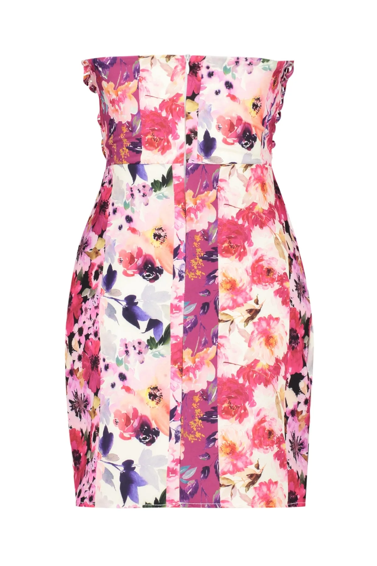 Trendyol Collection  Mehrfarbig gefüttertes, schräges, gewebtes, blumengemustertes, elegantes Abendkleid TPRSS23EL00342