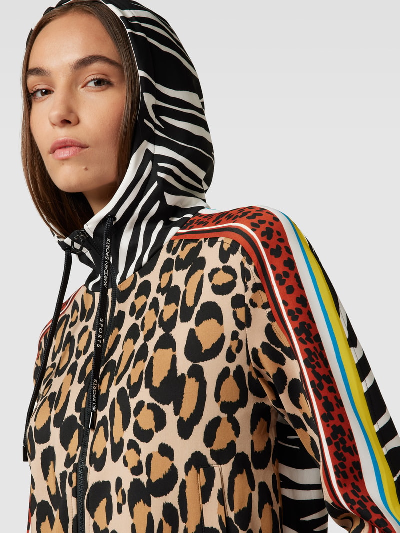 Sweatjacke mit Allover-Print in camel