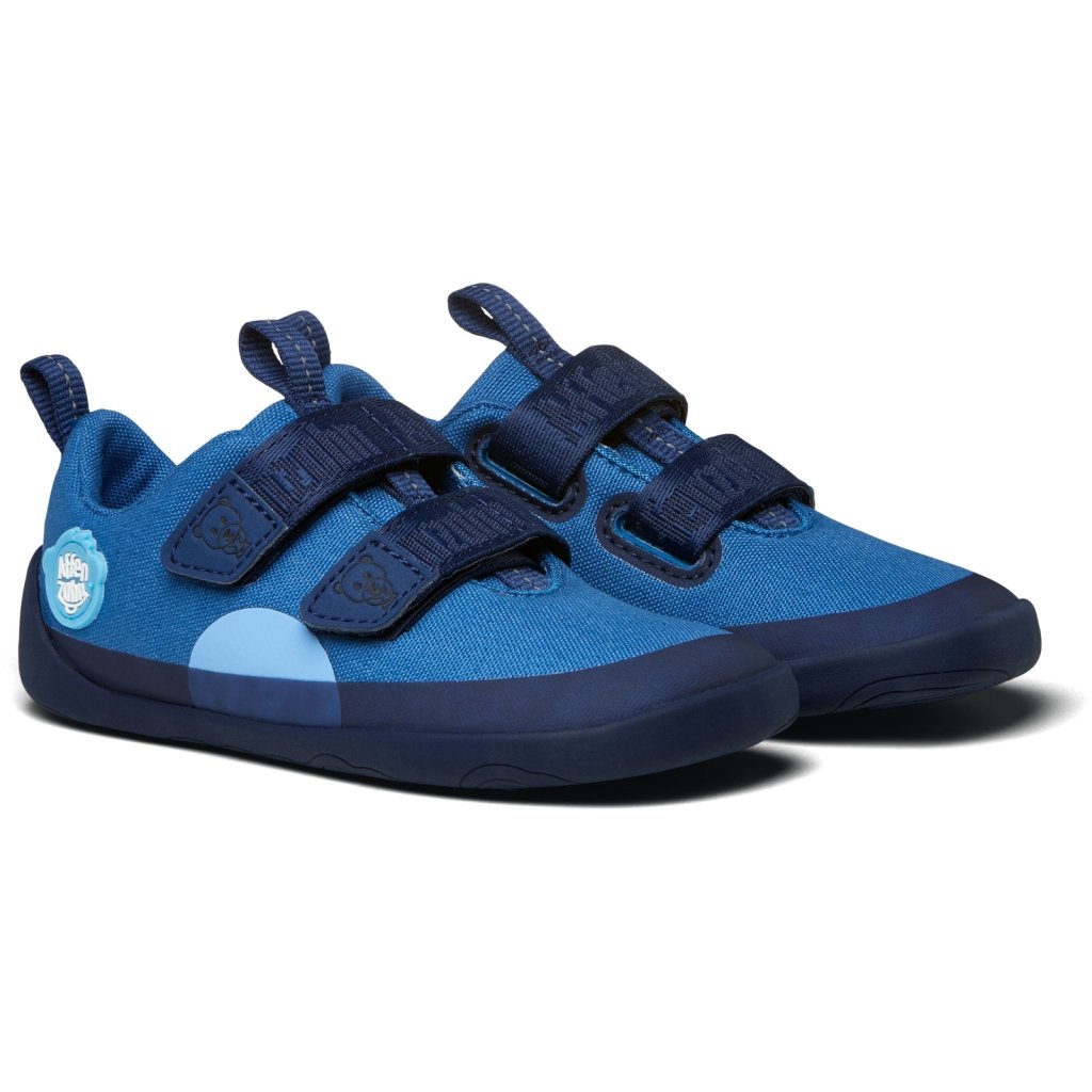 Affenzahn Barfußschuh Baumwolle Lucky Bär Blau Klett