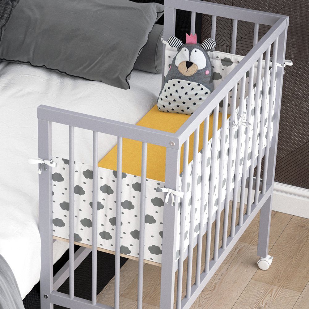 VitaliSpa® Beistellbett Babybett Stubenbett 2 Seitenteile SOPHIE Grau