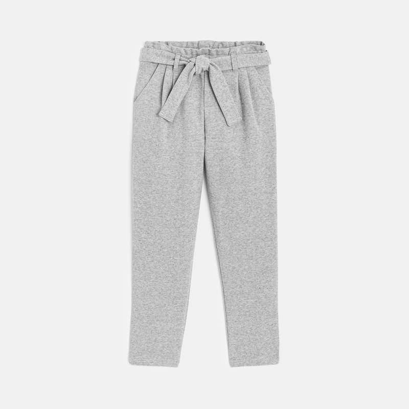 Pantalon chino ceinturé gris fille