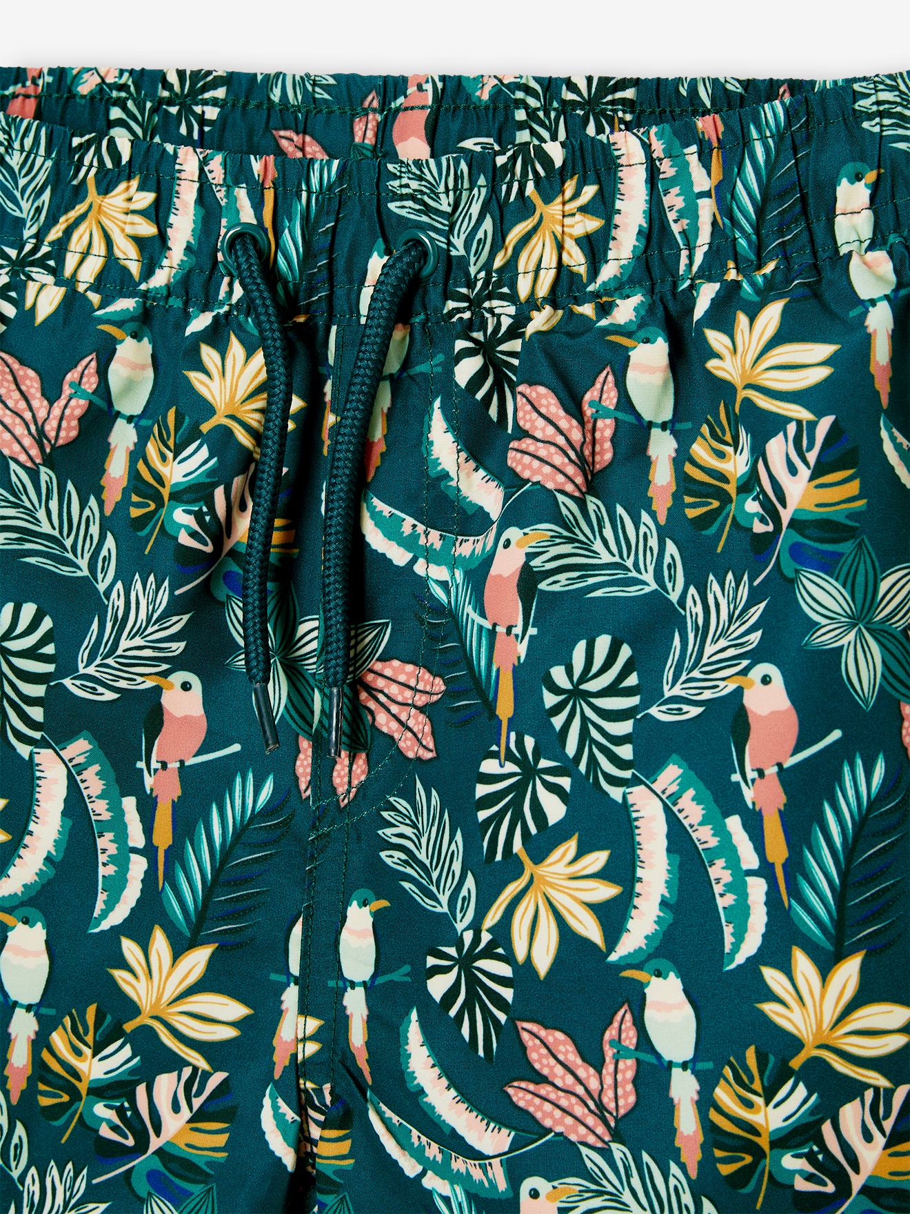 Vertbaudet Jungen Badeshorts, Capsule Collection JUNGLE Oeko-Tex - dunkelgrün bedruckt