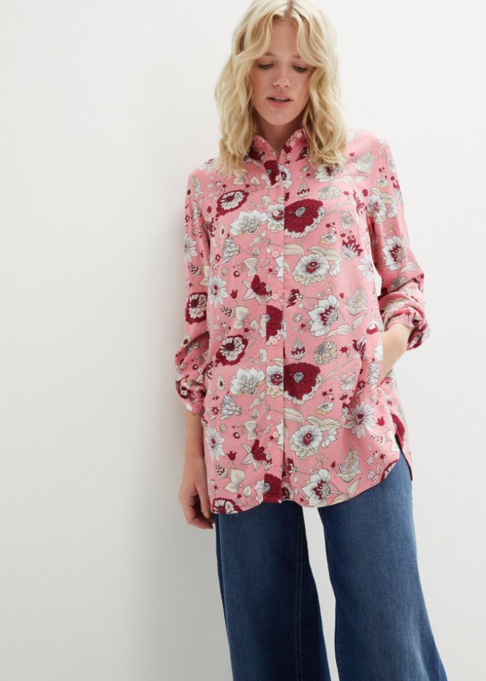 Longbluse, geblümt