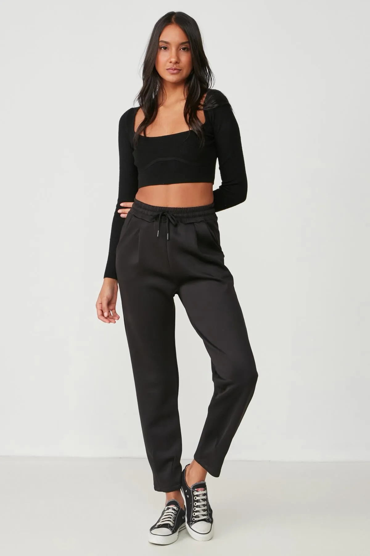 C&City  Jogginghose mit Falten an Taille und Bein 810 Schwarz