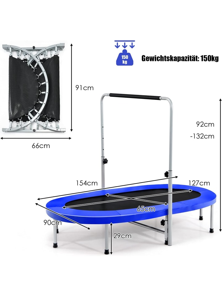 COSTWAY 2 Personen Trampolin in Blau günstig kaufen 155 cm