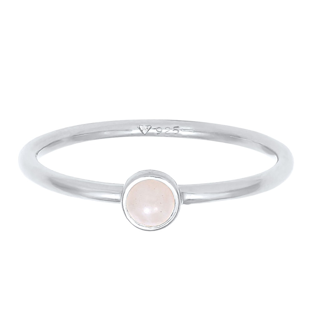 Elli Elli Bague Femmes Pile Basique Minimaliste avec Quartz Rose en Argent Sterling 92 Bague