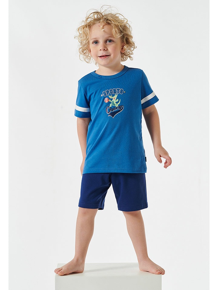 Schiesser Pyjama in Blau/ Dunkelblau günstig kaufen