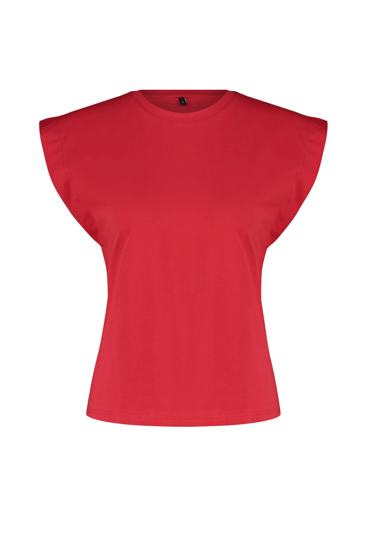 Trendyol Collection  Rotes Basic-Strick-T-Shirt mit Rundhalsausschnitt aus 100 % Baumwollwatte TWOSS20TS0021