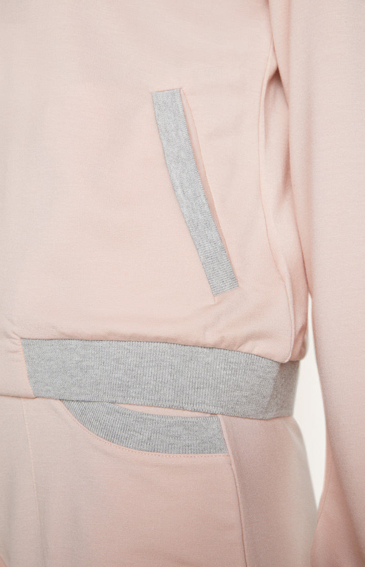 Loungewear Sweatjacke in Rosa/Grau meliert