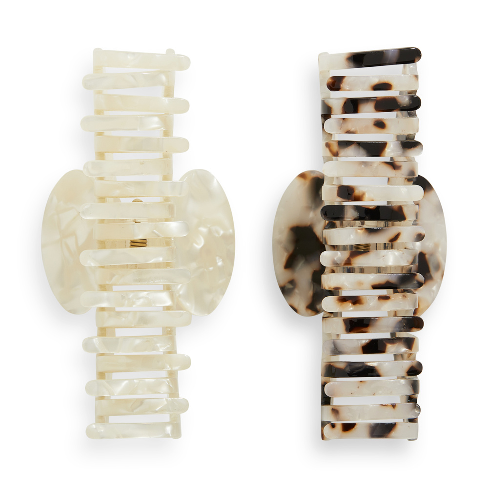 revolution hair Revolution 2pk Acetate Claw Clip Tortoiseshell/ Ivory Pince