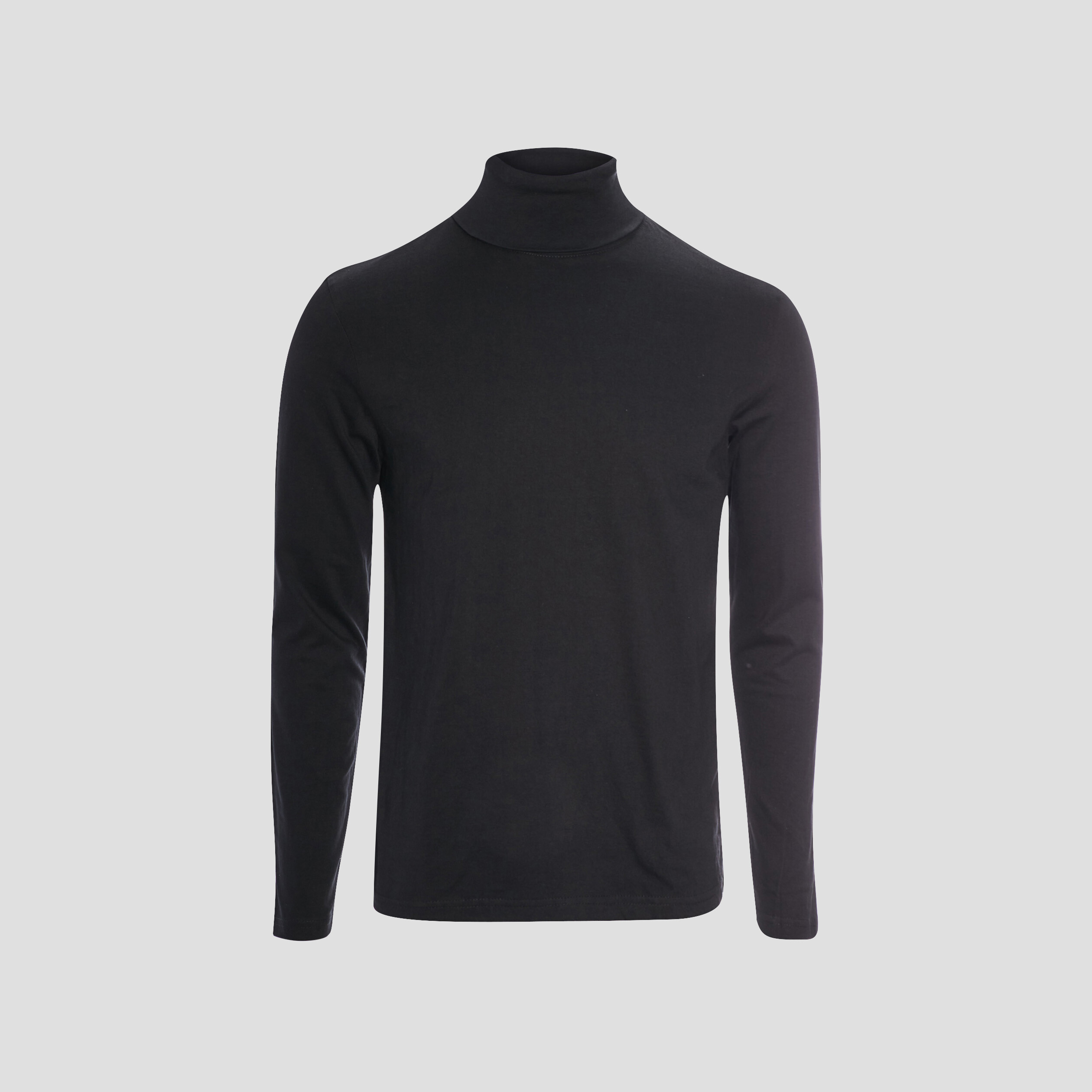 T-shirt col roulé manches longues noir homme | La Halle