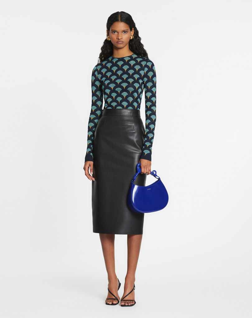 JUPE MIDI CRAYON EN CUIR