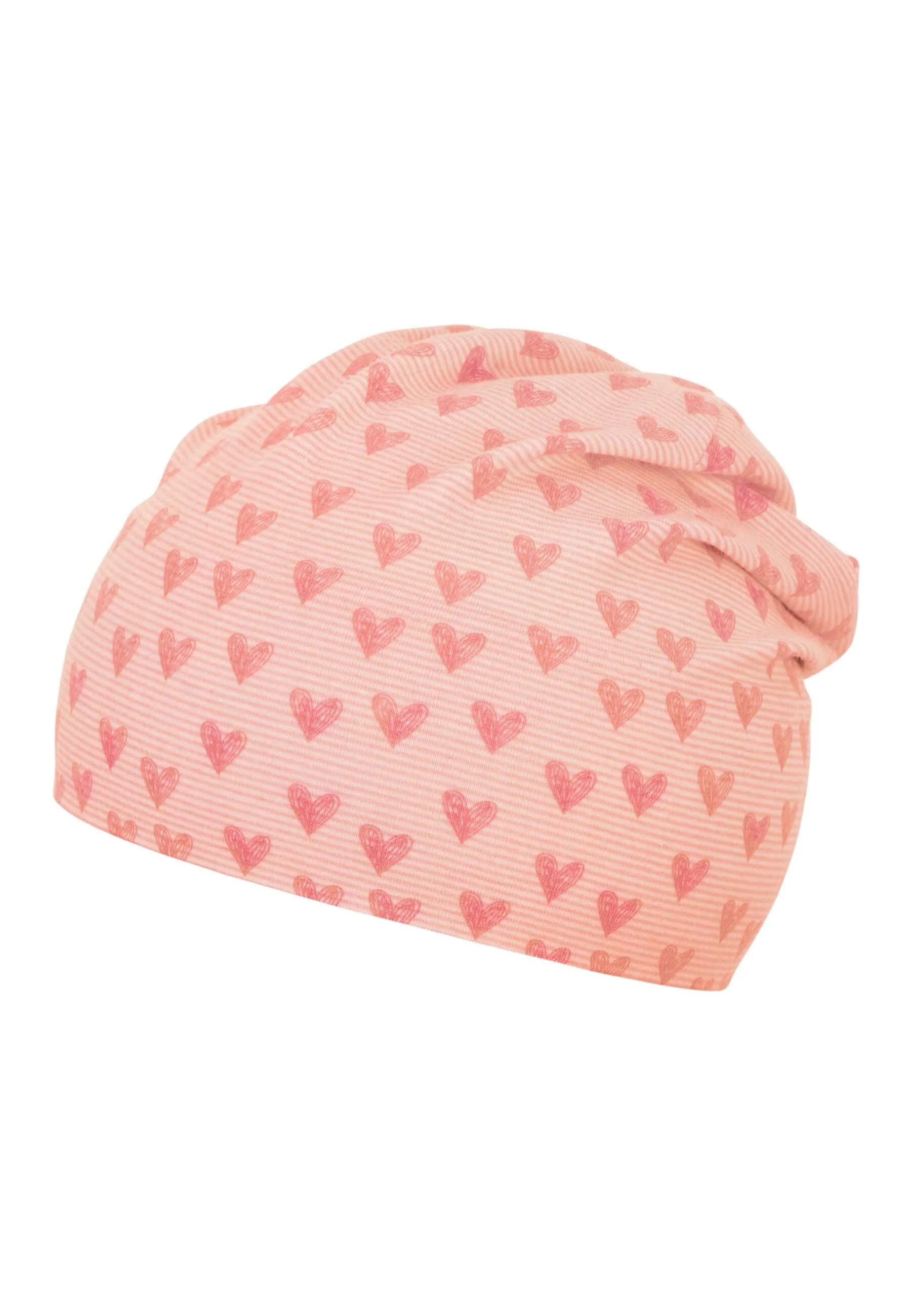 Slouch-Beanie mit Herzen Print aus Jersey