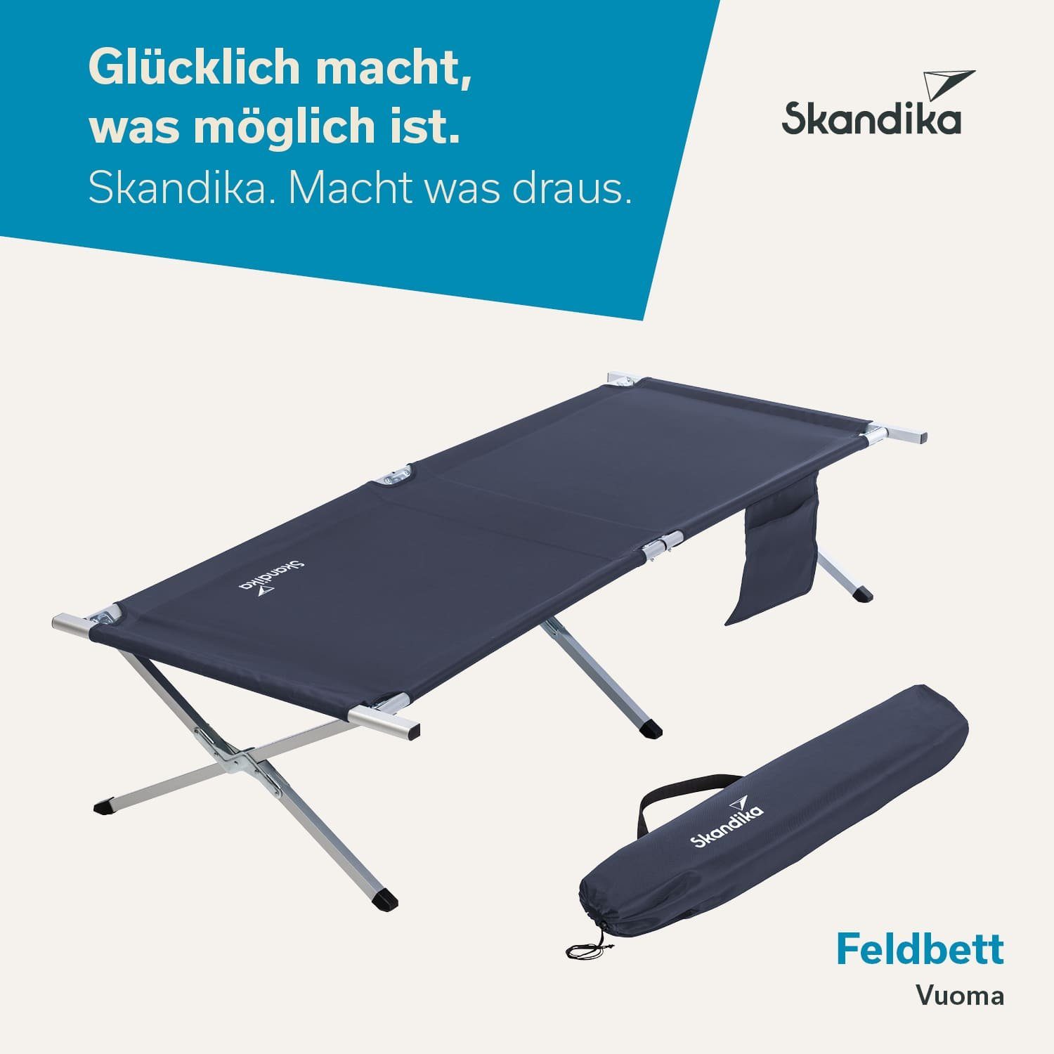 Skandika Feldbett SKANDIKA Feldbett Vuoma (dunkelblau) XXL, Bequeme Campingliege 210x80cm