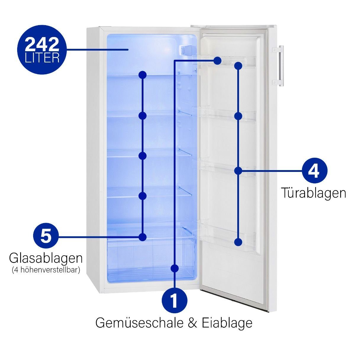 BOMANN Kühlschrank VS 7316, 134.4 cm hoch, 55.0 cm breit
