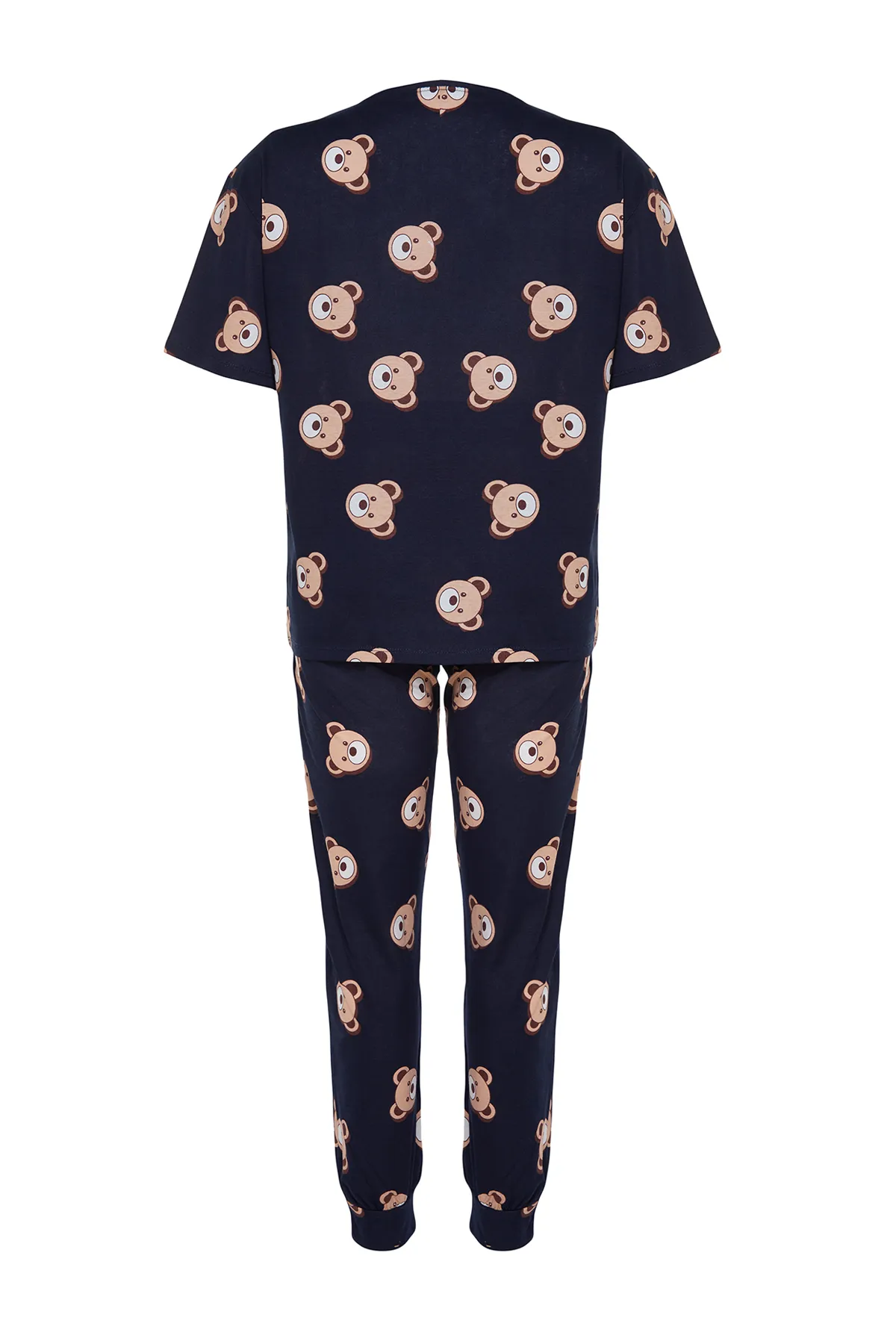 Trendyol Curve  Marineblaues Pyjama-Set aus Strick mit Teddybär-Muster TBBAW23AI00039