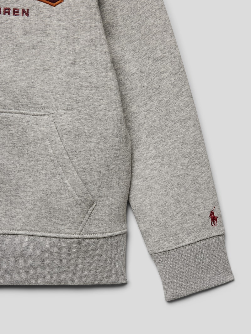 Sweatjacke mit Label-Stitching in hellgrau