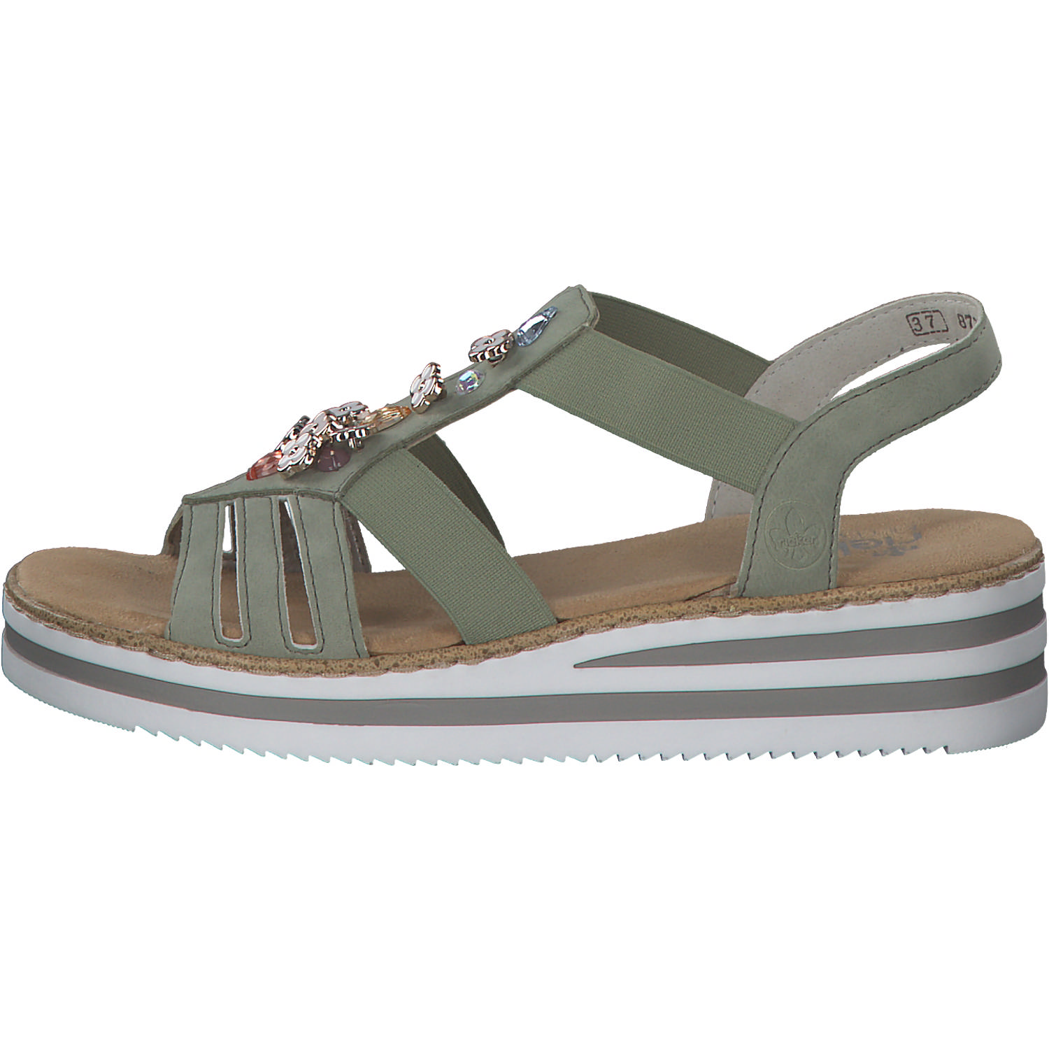 Rieker V0245, Plateau-Sandaletten, Damen, pistazie