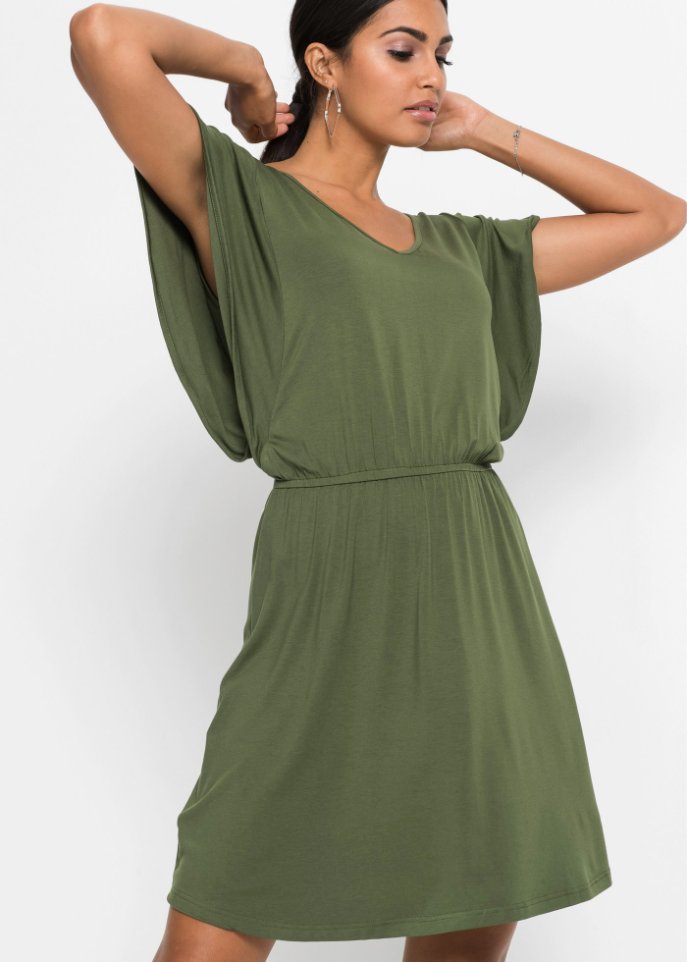 Jerseykleid mit Volant-Ärmeln