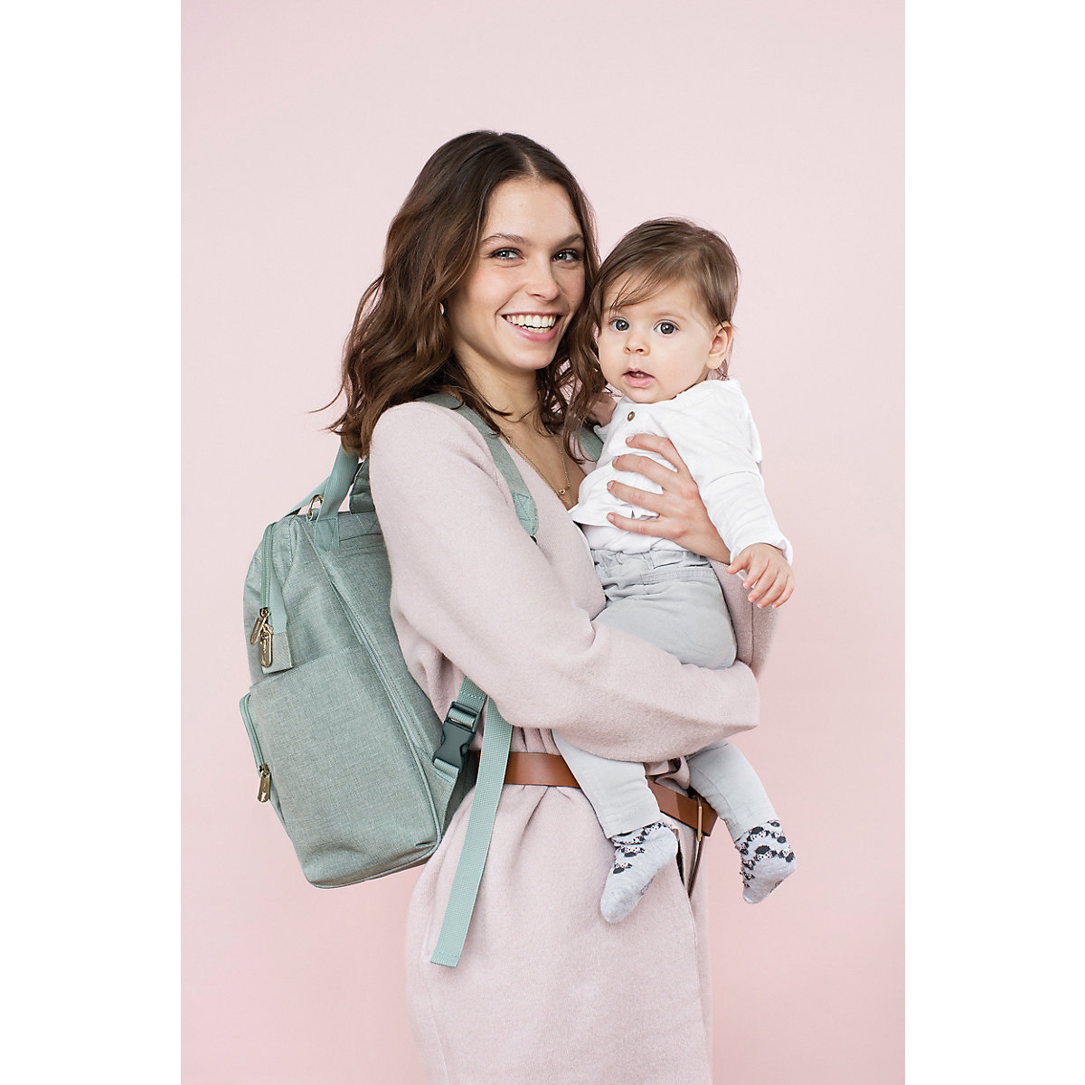 Wickelrucksack Goldie Glam mint, inkl. Zubehör & Wickelunterlage