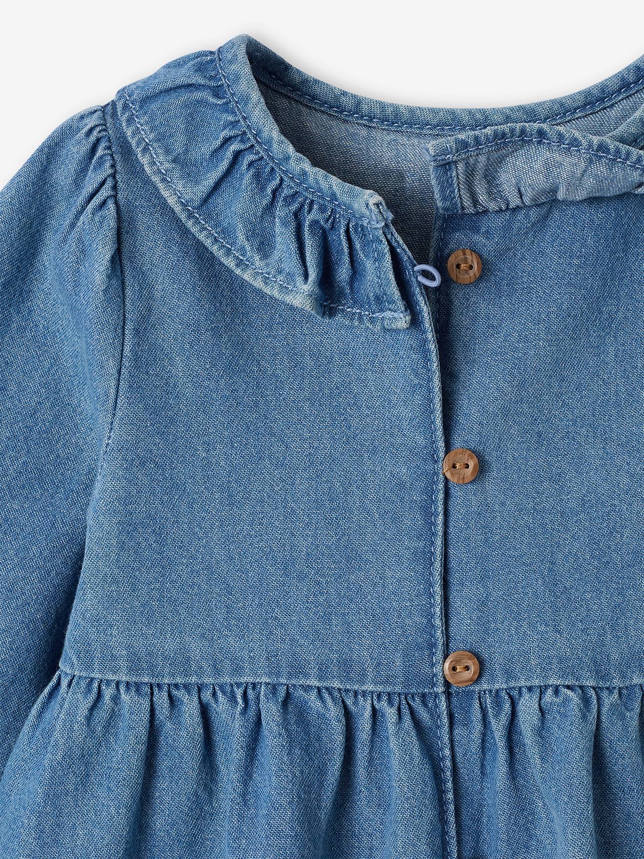 Vertbaudet Mädchen Baby Jeanskleid - blue stone