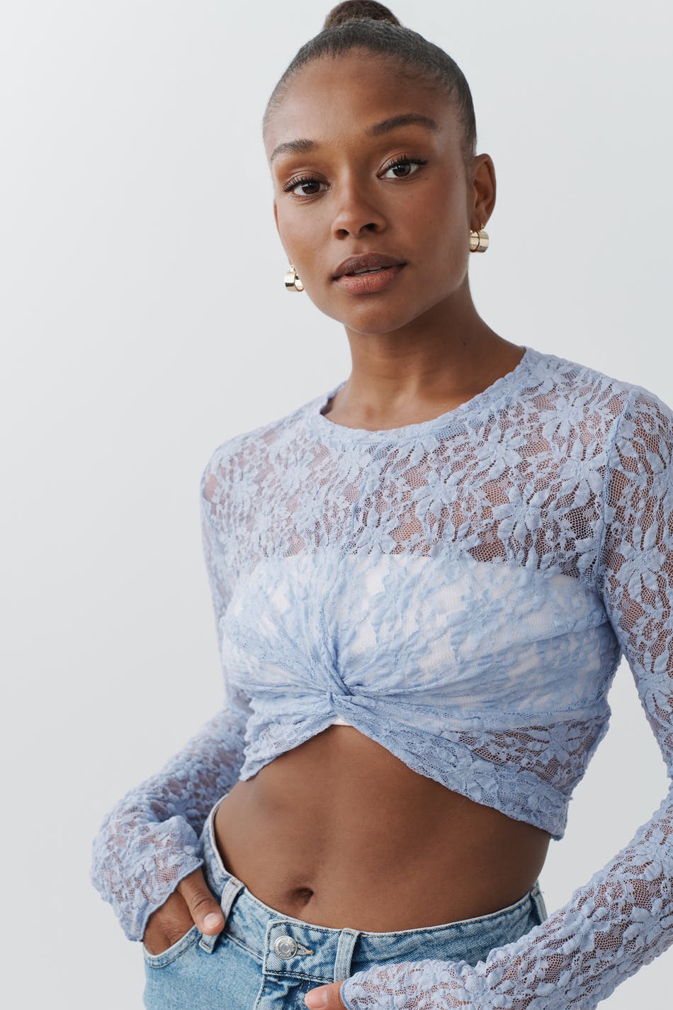 Lace flare sleeve top