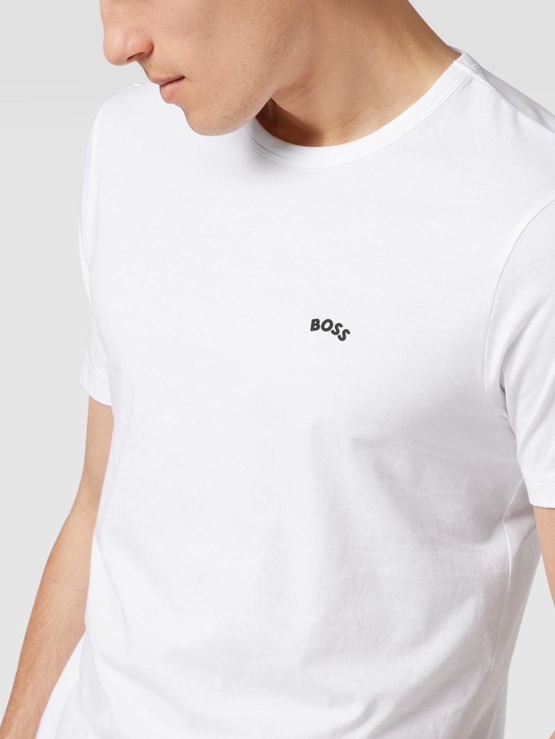T-Shirt mit Label-Schriftzug Modell 'Tee Curved' in weiß