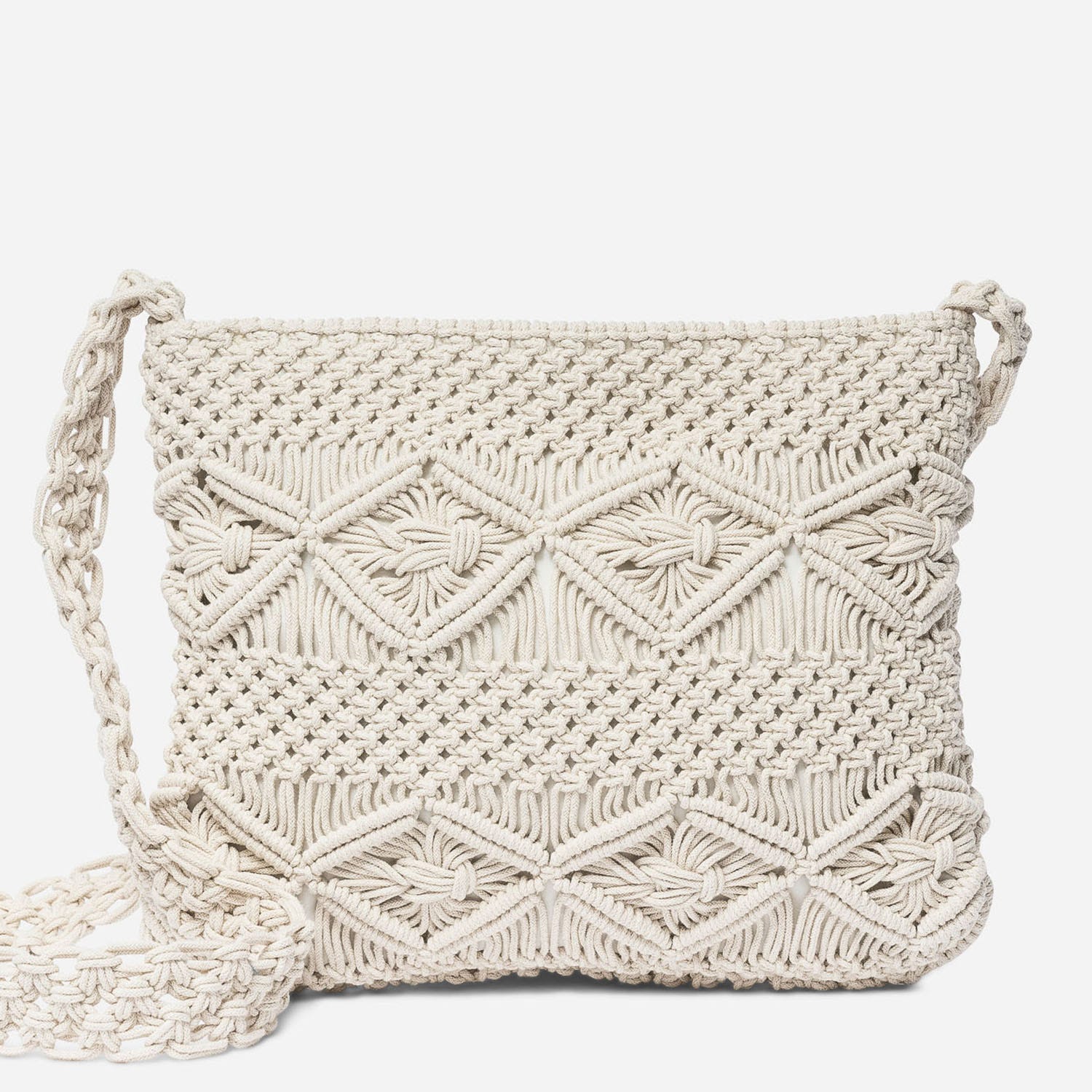 Sac bandoulière TEXTO beige en macramé