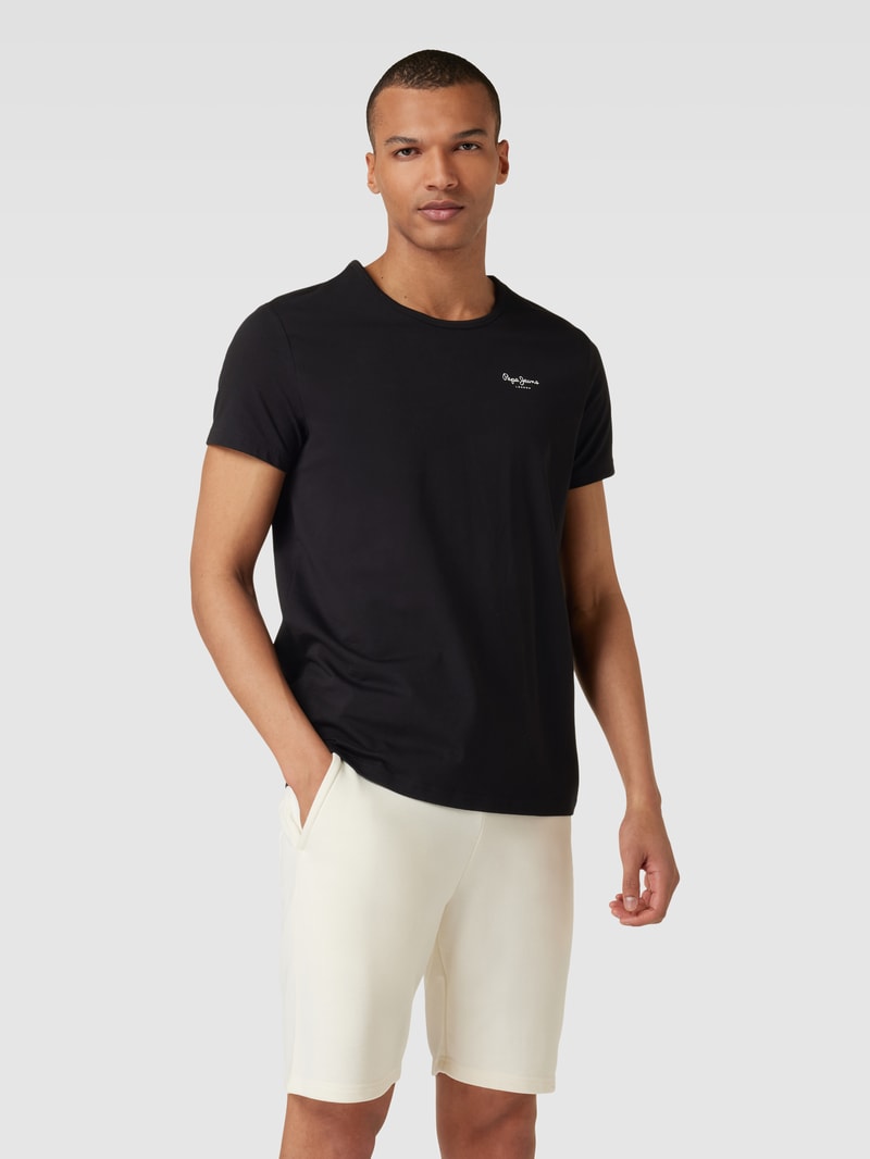 T-Shirt mit Label-Print im 2er-Pack in schwarz