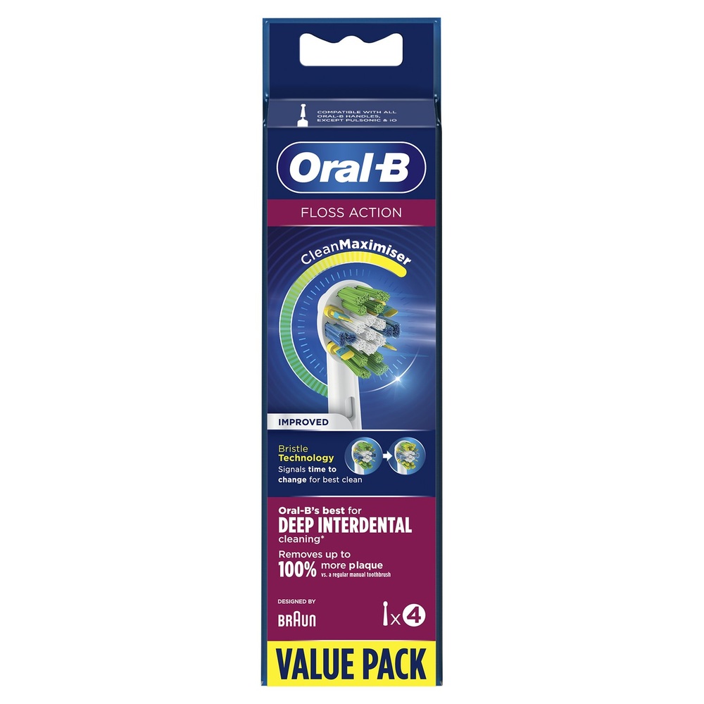 oral-b Oral-B FlossAction Brossette Avec CleanMaximiser, 4 Brossettes De Rechange